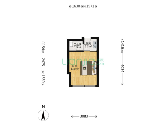 隆基大厦 1室0厅1卫 27平方