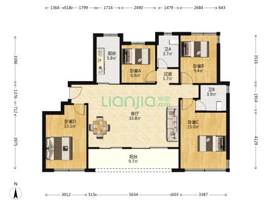 星央悦府 4室1厅2卫 129平方