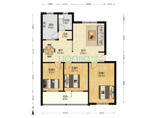 西苑小区 3室2厅1卫 106平方