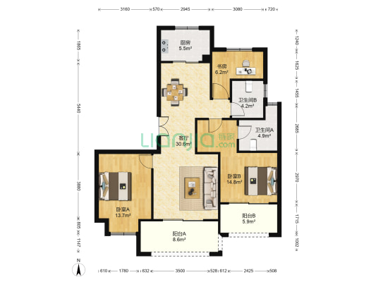 中交璟庭 3室1厅2卫 118平方