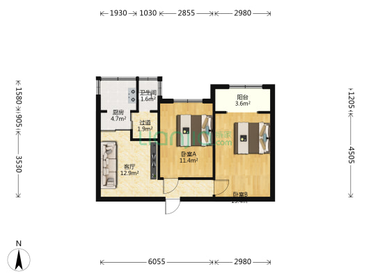 前一万山 2室1厅1卫 60平方