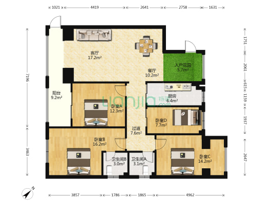 东方印象 4室2厅2卫 137平方