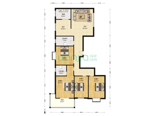 金色维也纳小区 4室2厅2卫 209平方