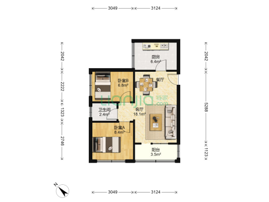 南微园 2室1厅1卫 59平方