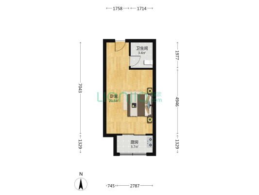 英发新苑 1室0厅1卫 43平方