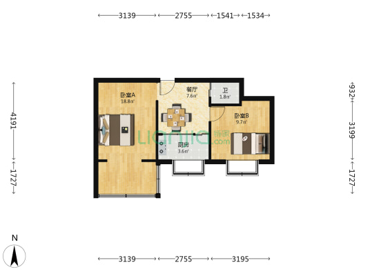 兰州市民族中学家属院 2室1厅1卫 44平方