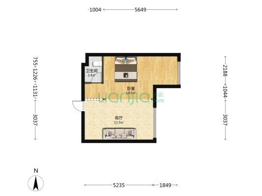 文井民生馆 1室1厅1卫 56平方
