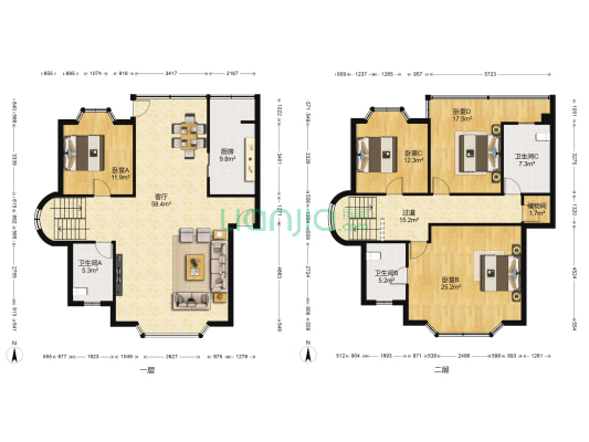新丰苑二期 4室1厅3卫 206平方