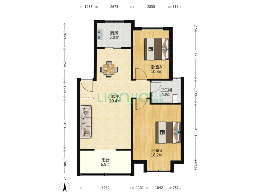 利民小区 2室1厅1卫 86平方