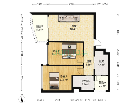 碧桂园十里银滩迎海北区 2室1厅1卫 73平方