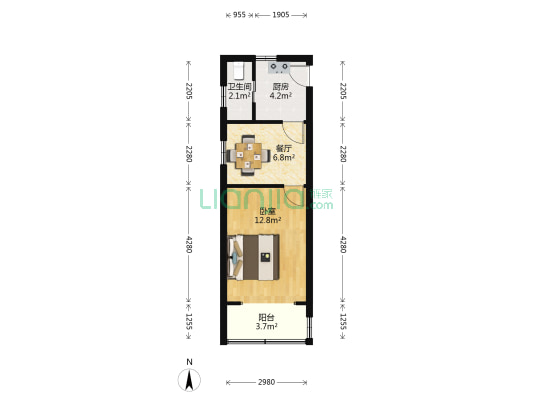 卫东新村 1室1厅1卫 39平方