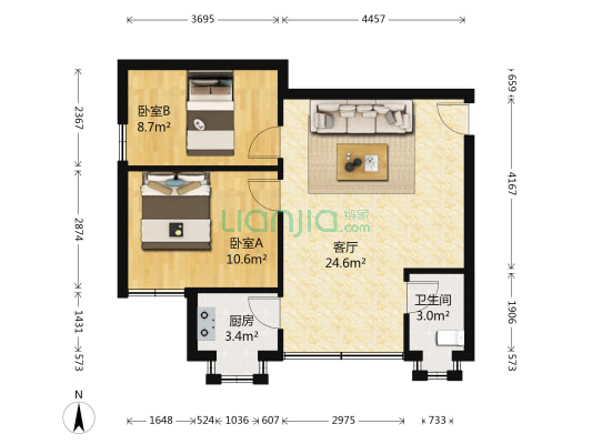 玉华花园 2室1厅1卫 58平方