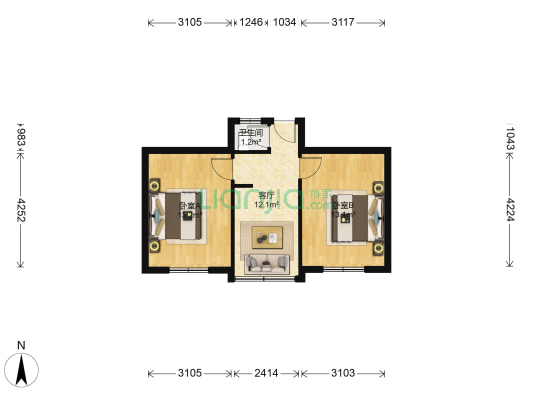 纺织小区 2室1厅1卫 50平方
