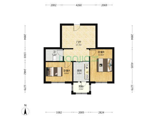 红星家园 2室0厅1卫 64平方