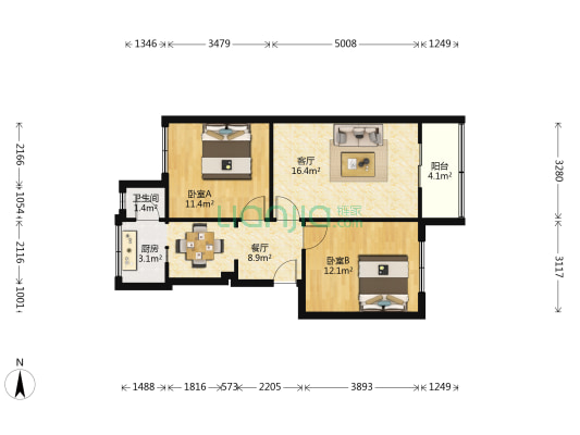 文武路40号 2室2厅1卫 67平方