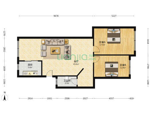 腾龙阁 2室1厅1卫 100平方