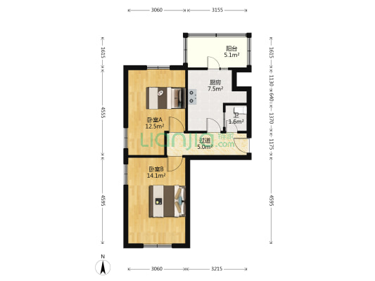 北新楼 2室0厅1卫 57平方