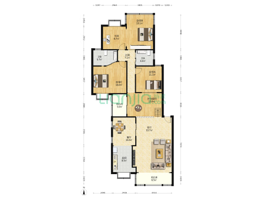 海湾西苑 5室2厅2卫 164平方