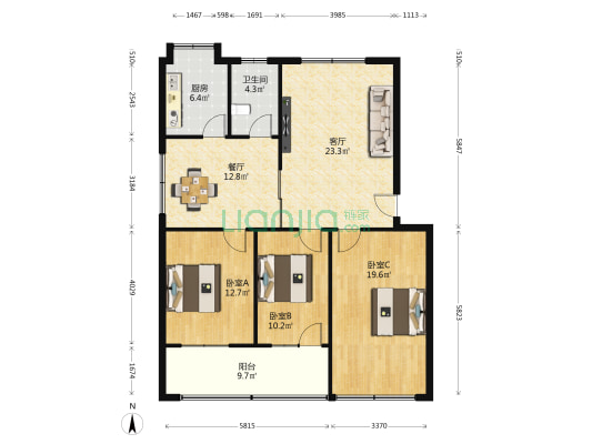 环卫所家属楼 3室2厅1卫 120平方