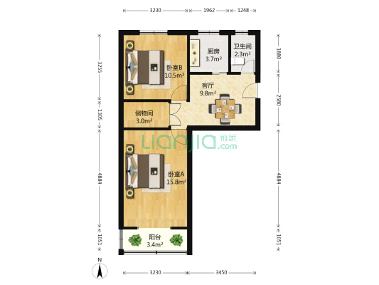 五里新村 2室1厅1卫 57平方