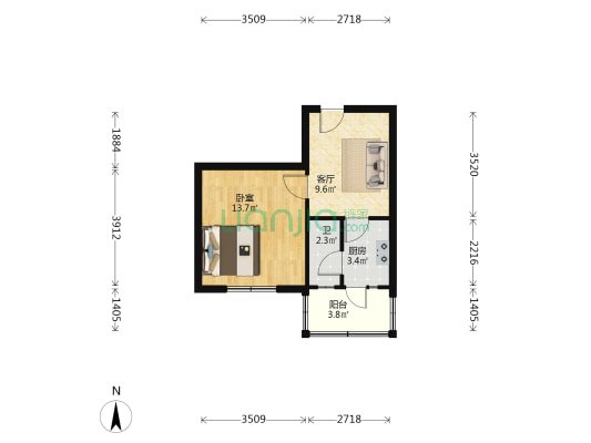 大堡小区 1室1厅1卫 44平方