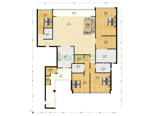 富力壹號半岛 4室1厅4卫 361平方