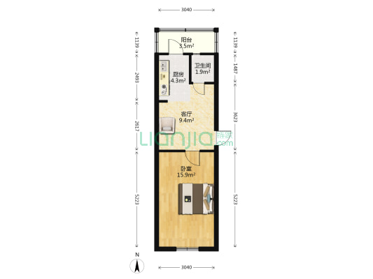 永明里(红桥区) 1室1厅1卫 45平方