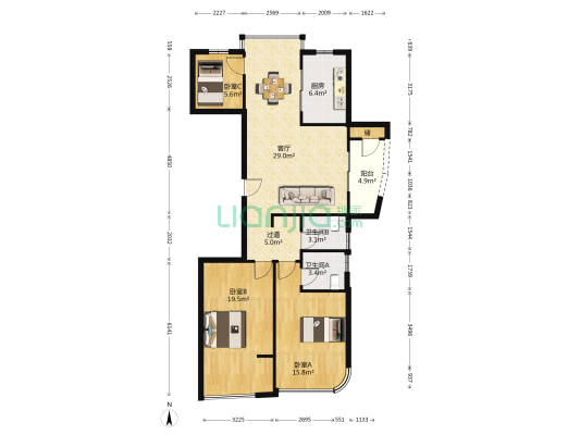 金钻豪庭 3室1厅2卫 121平方