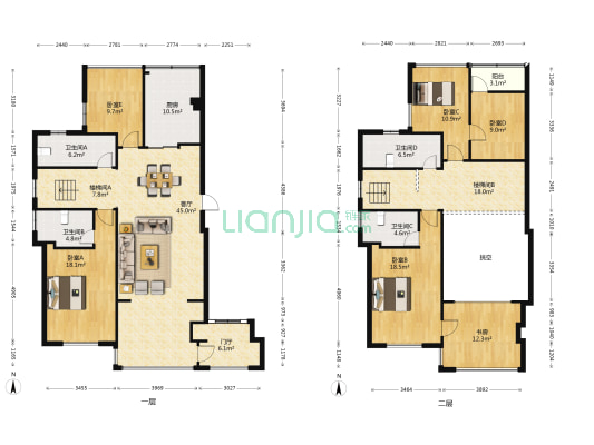 置业峰泽景园 6室1厅4卫 169平方