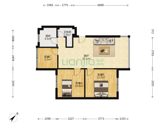 紫瑞街一巷33号 3室1厅1卫 74平方