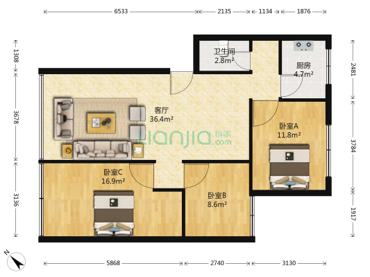 马尔康干休所 3室1厅1卫 99平方