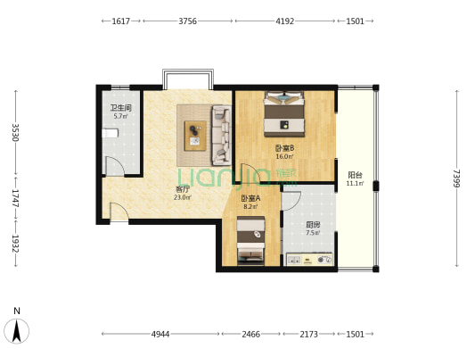 文化厅宿舍 2室1厅1卫 99平方