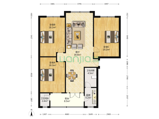 东关人家 3室1厅2卫 129平方
