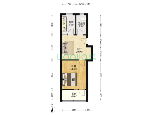 亳州路104号 1室1厅1卫 42平方