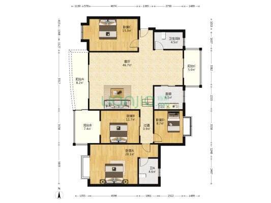 富康人家 4室1厅2卫 159平方