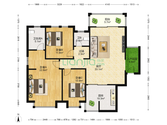 方略潇邦 3室1厅2卫 138平方