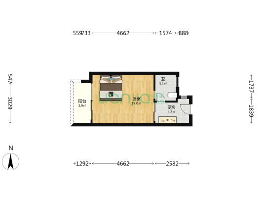 宝晟公馆 1室0厅1卫 39平方