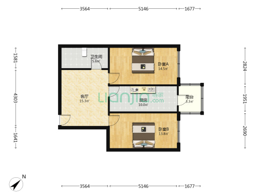 大成小区 2室1厅1卫 85平方