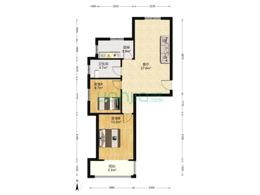白衣桥安居苑 2室1厅1卫 88平方