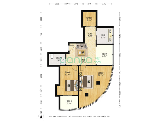 西安银行家属院 2室1厅1卫 101平方