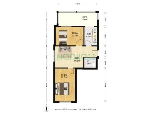 铁路二期住宅 2室1厅1卫 62平方