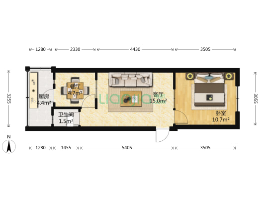 建设西街6号 1室2厅1卫 43平方