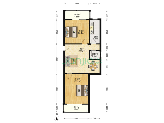 西一路73号 2室1厅1卫 86平方