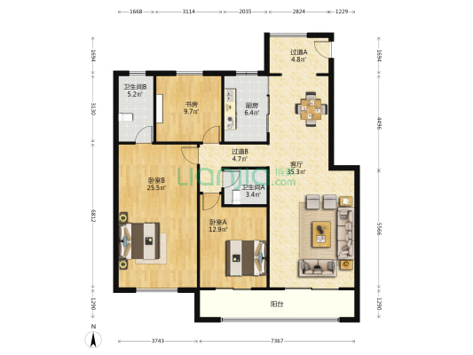 时代悦庭 3室1厅2卫 272平方