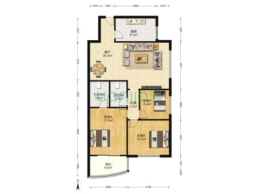 济泺路95号 3室1厅2卫 133平方