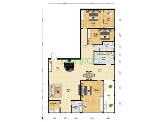 振兴园小区 5室2厅2卫 175平方