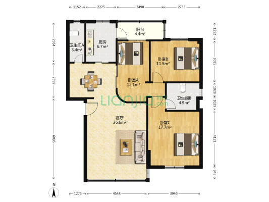 南兴路 3室1厅2卫 114平方