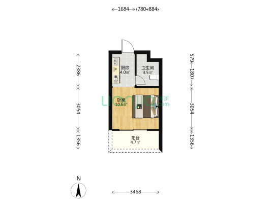 奥园园著 1室0厅1卫 38平方