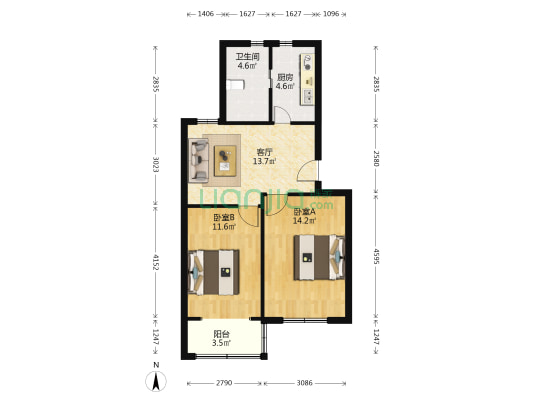 绿梅公寓(莘凌路241弄) 2室1厅1卫 66平方