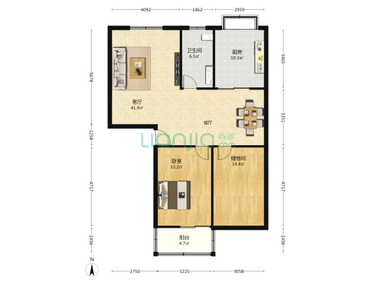 隆欣家苑 1室1厅1卫 113平方